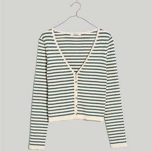 Madewell Carmon Crop Cardigan Sweater in Stripe